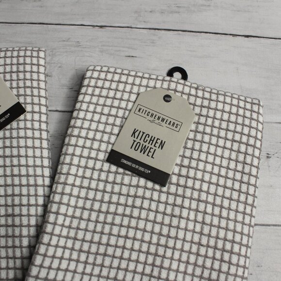 Ritz Kitchenwears Collection Kitchen Towel Lot Taupe Beige Check - Picture 3 of 4
